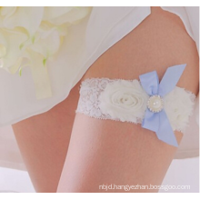 Best selling Beautiful Blue Lace and Bow Wedding Bridal Garters Exquisite Elastic Wedding Garter